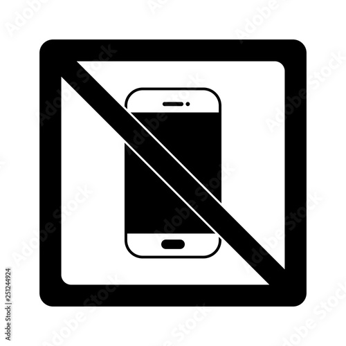 Smartphone verboten - Schild - Piktogramm - schwarz weiß 