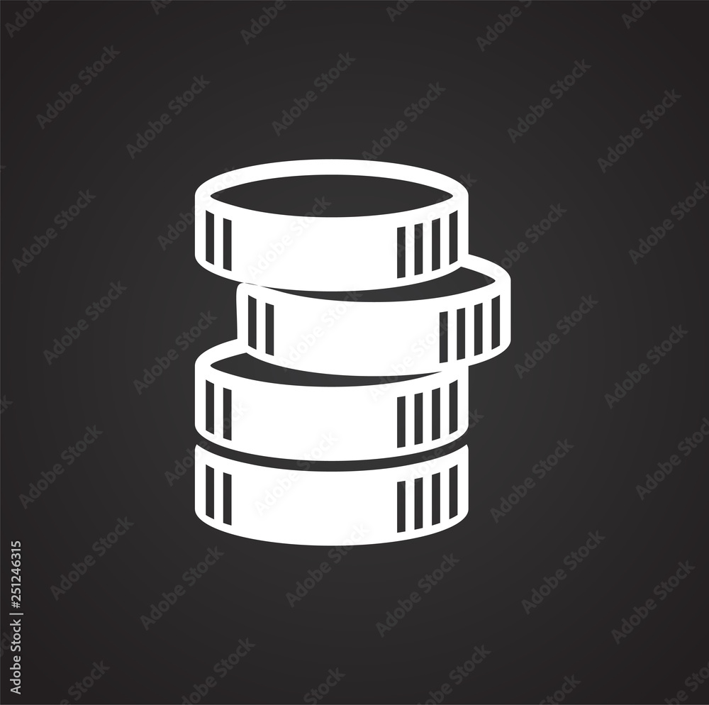 Coin icons set on black background for graphic and web design, Modern simple vector sign. Internet concept. Trendy symbol for website design web button or mobile app Coin icons set on black background for graphic and web design, Modern simple vector sign. Internet concept. Trendy symbol for website design web button or mobile app