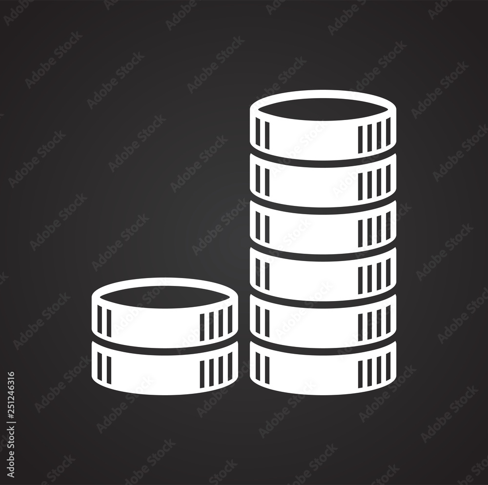 Coin icons set on black background for graphic and web design, Modern simple vector sign. Internet concept. Trendy symbol for website design web button or mobile app Coin icons set on black background for graphic and web design, Modern simple vector sign. Internet concept. Trendy symbol for website design web button or mobile app
