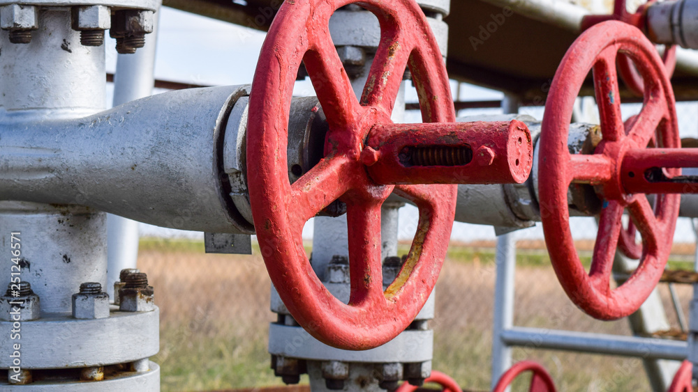 Shut-off valves on the high-pressure well flowing equipment. Oil equipment