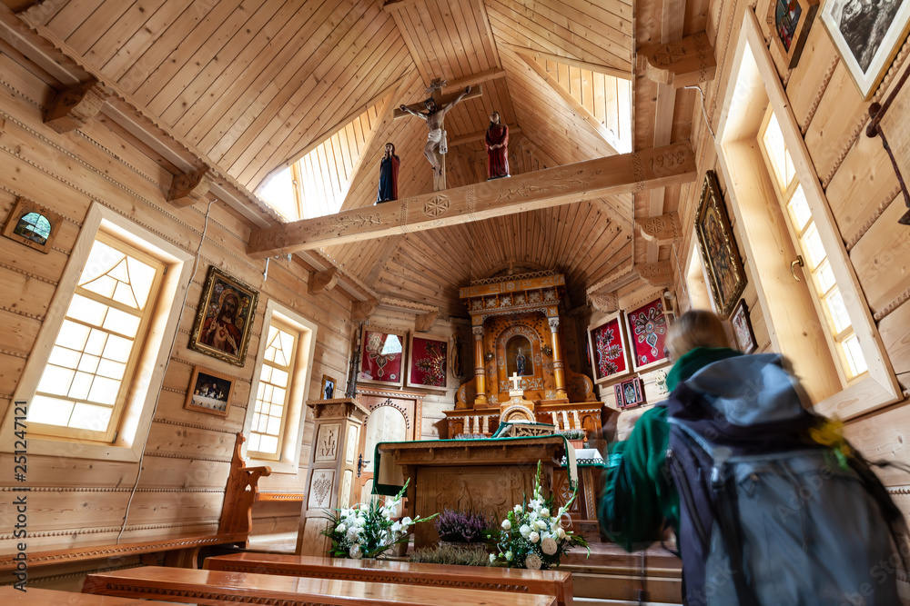 Witkorowki wooden tatra style sanctuary is located on footpath to Gesia Szyja hill
