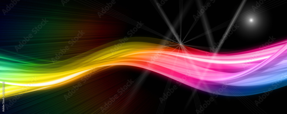 Fototapeta premium Futuristic wave panorama background design with lights