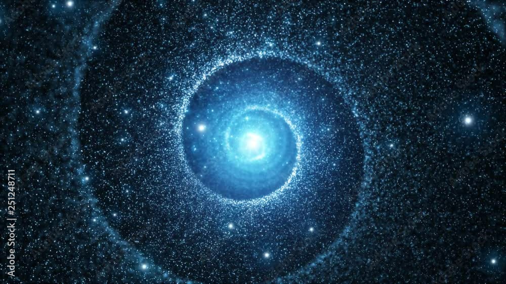 Travel inside futuristic dark spiral tunnel in the artificial universe. Dynamic background. Selective focus used. 