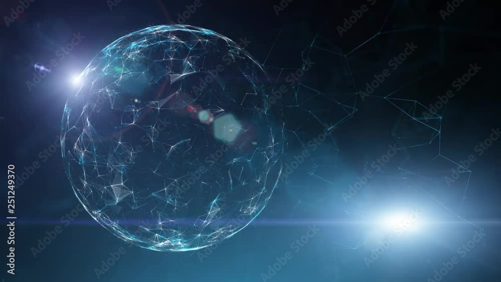 Artistic hi-tech sphere with blue flare of light in digital cyberspace. Artistic hi-tech sphere with blue flare of light in digital cyberspace.