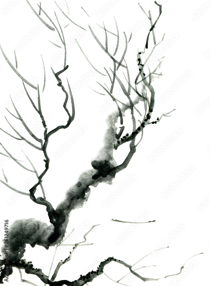 Watercolor tree branch