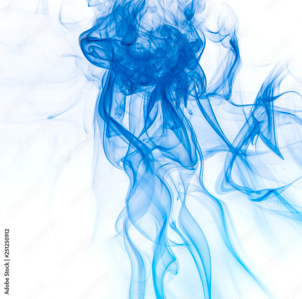 Blue smoke on white background Blue smoke on white background
