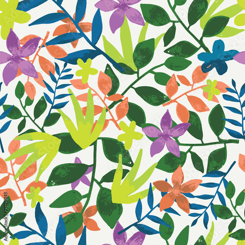 Seamless tropical leaves repeat pattern design. Perfect for fabric, wallpaper, stationery and scrapbooking projects and other crafts and digital work