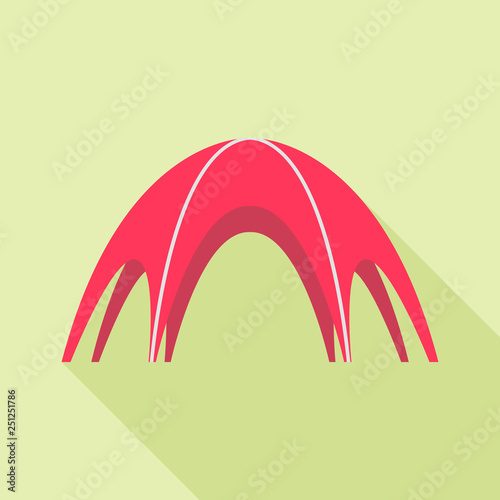 Red event tent icon. Flat illustration of red event tent vector icon for web design