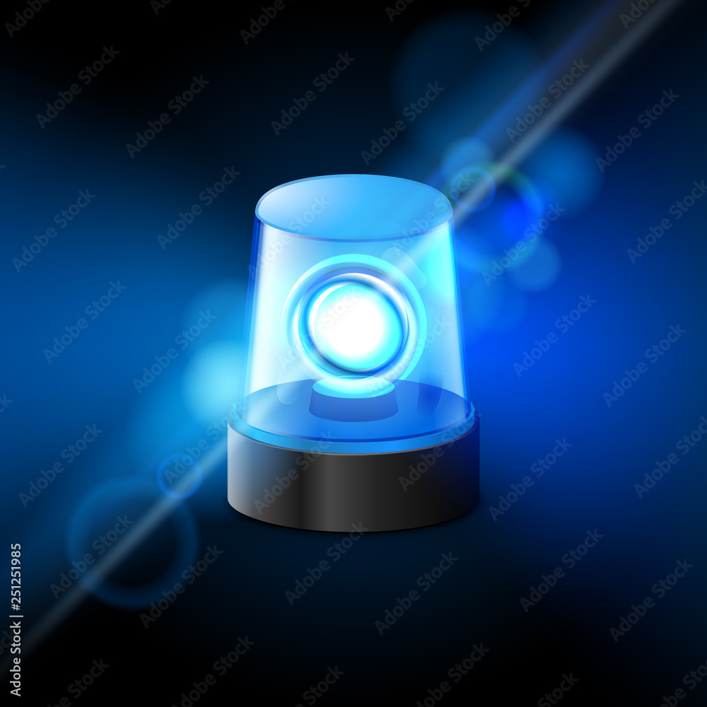Vecteur Stock Blue flashing police beacon alarm. Police light siren  emergency equipment. Danger flash ambulance beacon | Adobe Stock