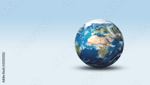 Earth glober planet on isolated background. With shadow. Blue marble. Elements of this image furnished by NASA