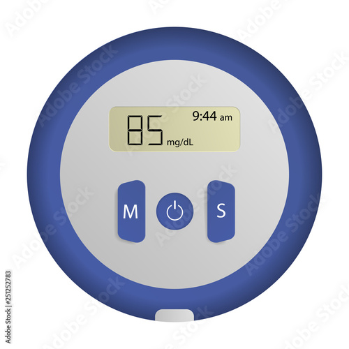 Round glucose meter icon. Realistic illustration of round glucose meter vector icon for web design isolated on white background