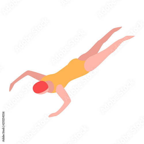 Woman swimmer icon. Isometric of woman swimmer vector icon for web design isolated on white background