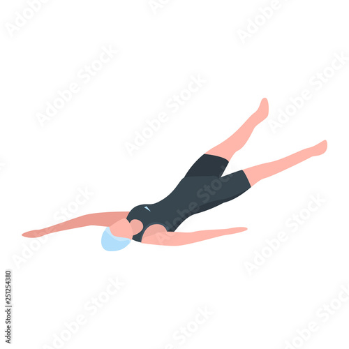 Back woman swimmer icon. Isometric of back woman swimmer vector icon for web design isolated on white background