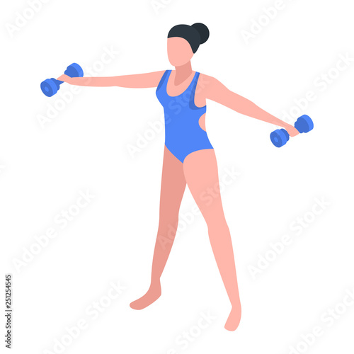 Aqua women fitness icon. Isometric of aqua women fitness vector icon for web design isolated on white background