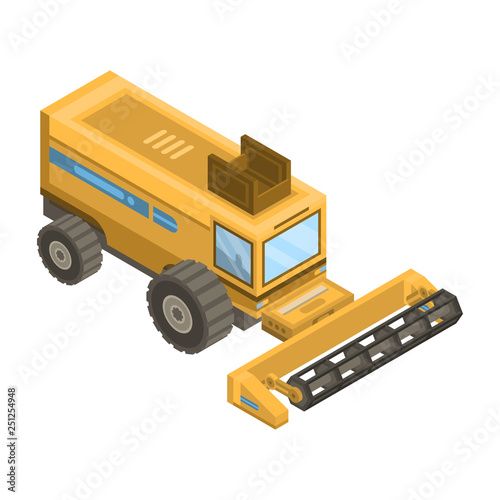 Farm wheat harvester icon. Isometric of farm wheat harvester vector icon for web design isolated on white background