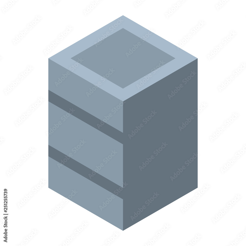 Grey nightstand icon. Isometric of grey nightstand vector icon for web design isolated on white background Grey nightstand icon. Isometric of grey nightstand vector icon for web design isolated on white background