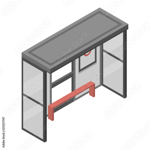 Bus stop icon. Isometric of bus stop vector icon for web design isolated on white background