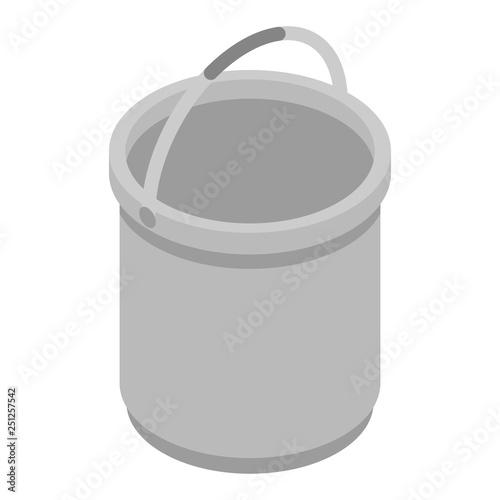 Metal bucket icon. Isometric of metal bucket vector icon for web design isolated on white background