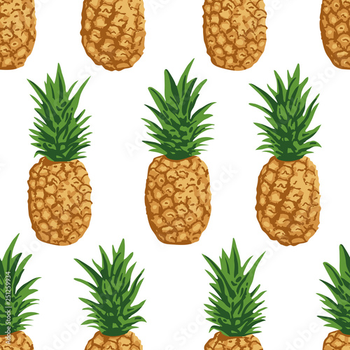 Vector summer pattern with pineapples. Seamless texture design.