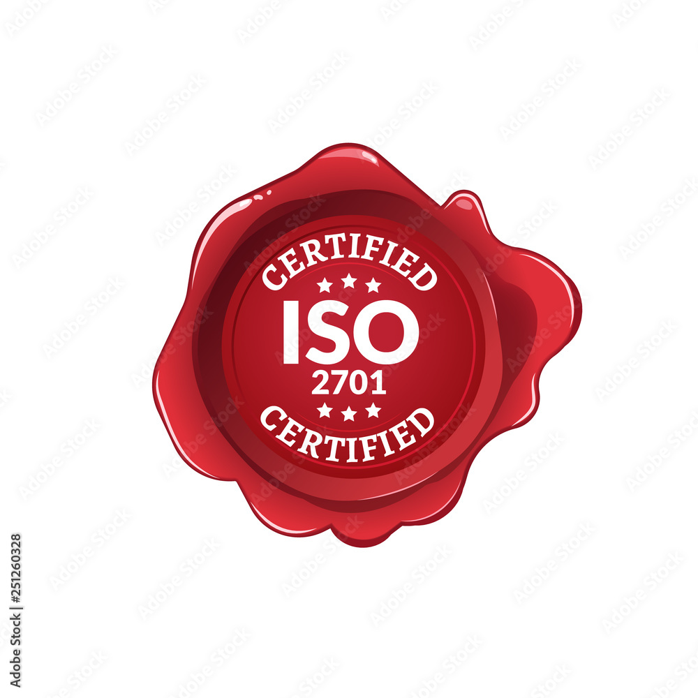 ISO 2701 standard certified. Iso Seal label certificate ISO 2701 standard certified. Iso Seal label certificate