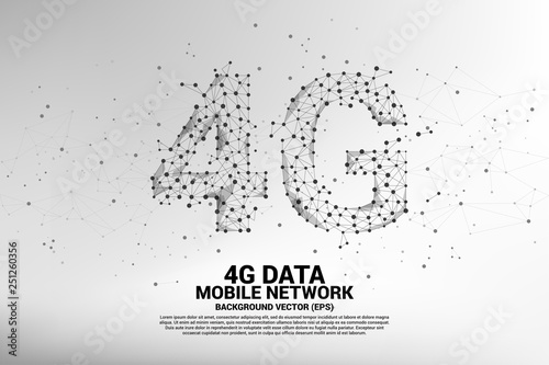 Vector Polygon dot connect line shaped 4G mobile network. Concept for mobile phone data sim card technology.