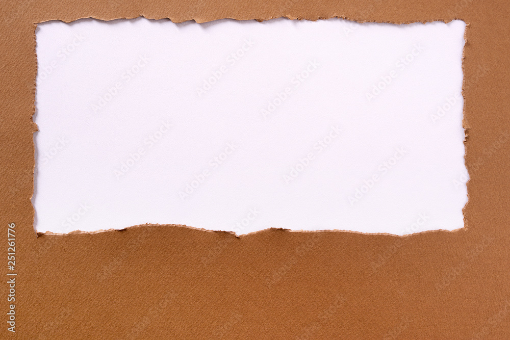 Torn brown paper background frame oblong