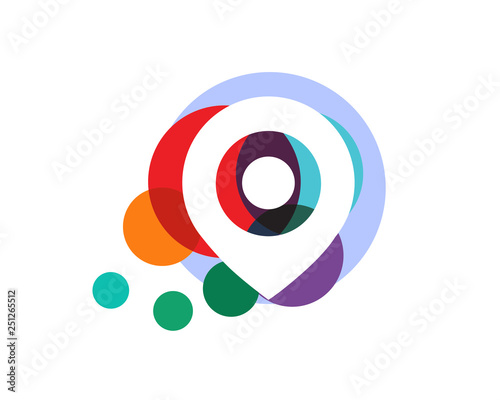 colorful pin location icon logo design inspiration
