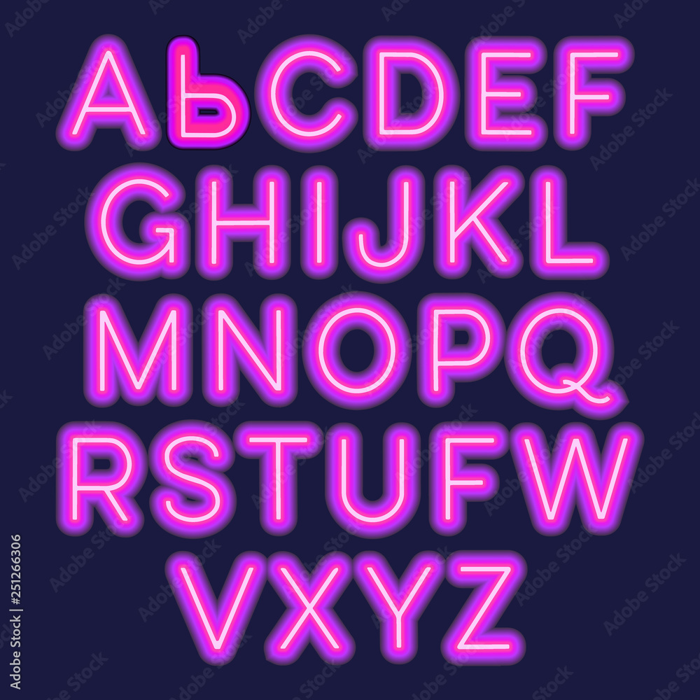 Neon lights alphabet. Neon lights alphabet.