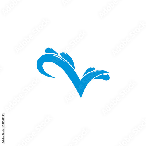 letter v water splash logo vector
