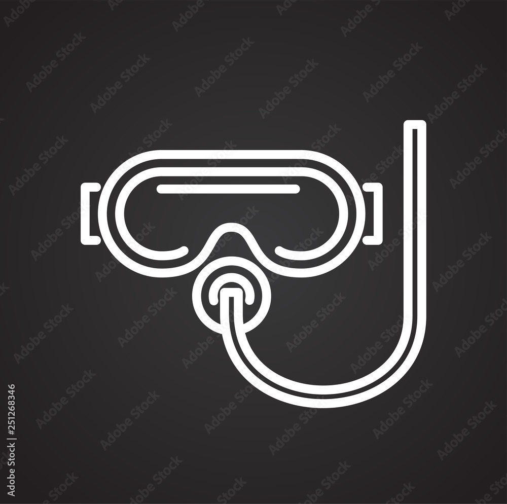 Scuba line icon on black background for graphic and web design, Modern simple vector sign. Internet concept. Trendy symbol for website design web button or mobile app Scuba line icon on black background for graphic and web design, Modern simple vector sign. Internet concept. Trendy symbol for website design web button or mobile app