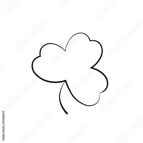 Clover icon, Patricks Day symbol, flat design template, three leaf, vector illustration