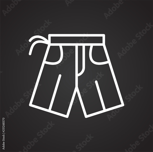Swim shorts line icon on black background for graphic and web design, Modern simple vector sign. Internet concept. Trendy symbol for website design web button or mobile app