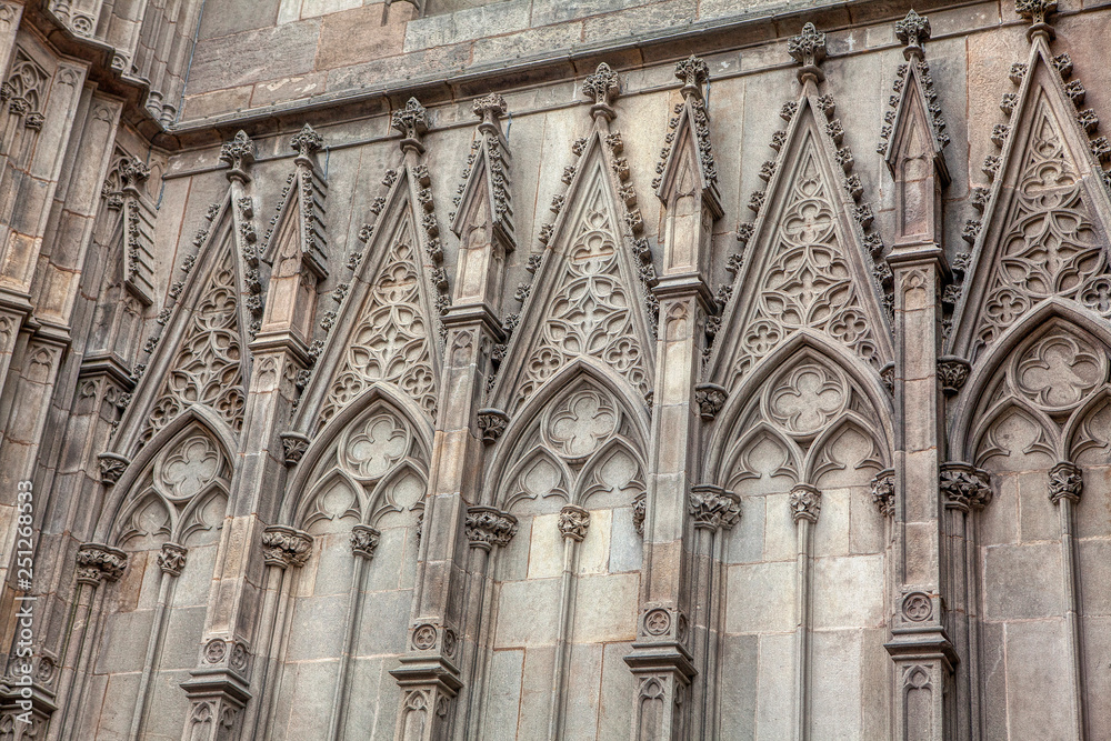 Fragment of the Cathedral , wall in Gothic style  
