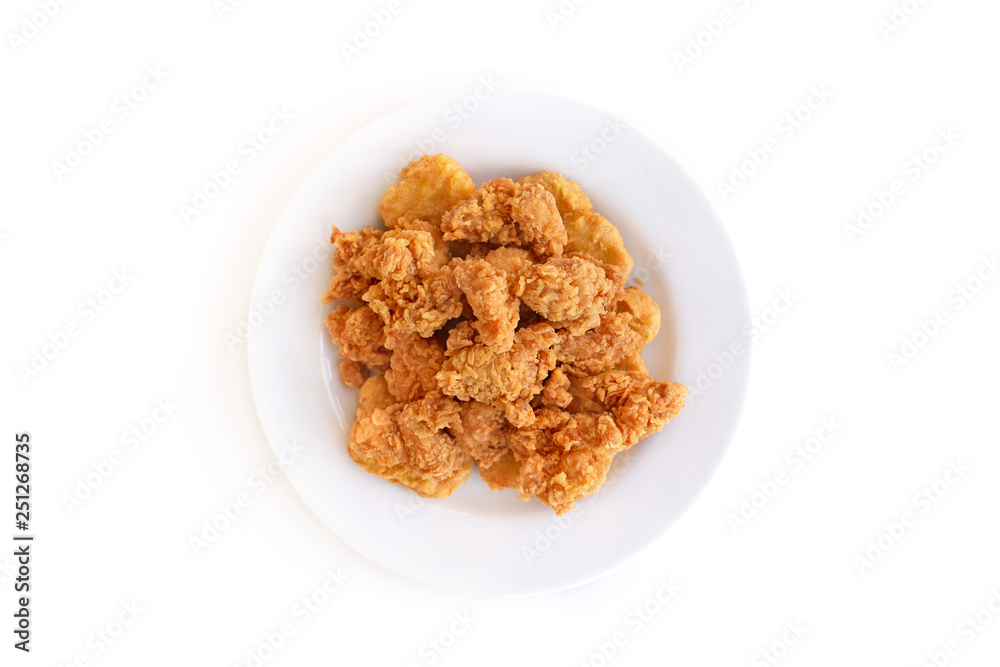 Crispy fried chicken on white plate Crispy fried chicken on white plate