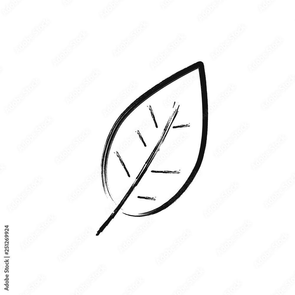 Leaf icon, brush grunge design template, vector illustration Leaf icon, brush grunge design template, vector illustration