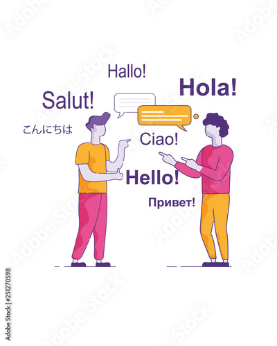 Young Friends from Different Countries Communicate