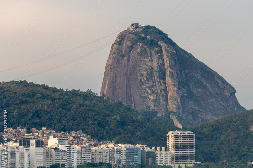 leme And Copacabana Beach in rio de janeiro overlooking the sugar loaf on the sunset