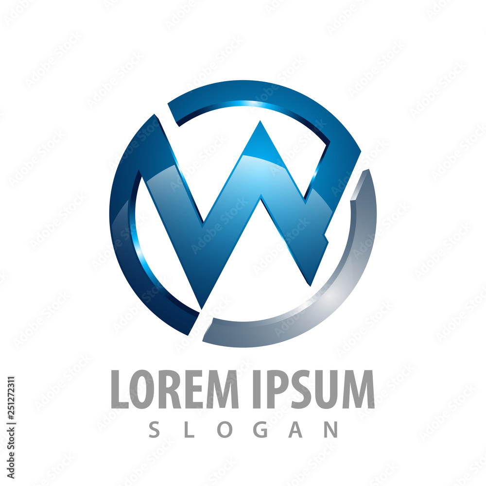 Circle W letter logo concept design. Symbol graphic template element vector Circle W letter logo concept design. Symbol graphic template element vector
