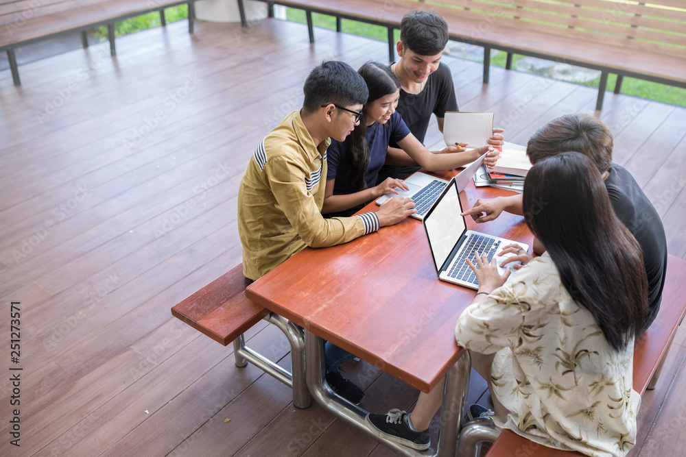 Obraz premium people, education, technology school ans university concept