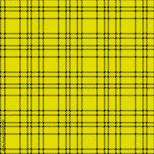 Minimal monochrome black yellow seamless tartan check plaid pixel pattern for fabric designs. Gingham vichy pattern background. eps10