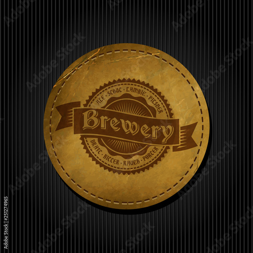 Craft beer brewery logo on round label background