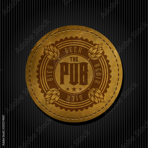 Craft beer brewery logo on round label background