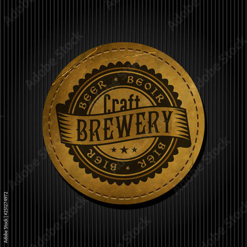 Craft beer brewery logo on round label background