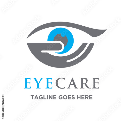 hand hold eye for medical care logo icon vector template