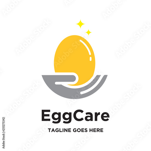 hand hold egg logo icon vector template
