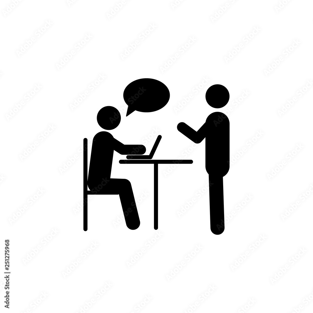 two people, table, laptop icon. Simple glyph, flat vector of People icons for UI and UX, website or mobile application two people, table, laptop icon. Simple glyph, flat vector of People icons for UI and UX, website or mobile application