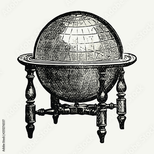 Vintage globe stand illustration