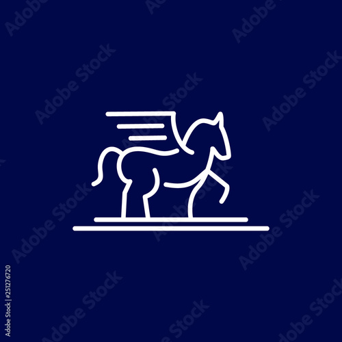 monoline pegasus logo icon vector template