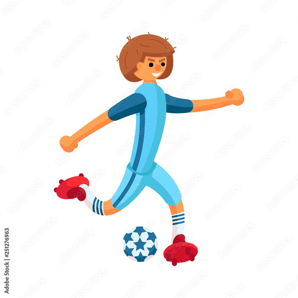 football player in blue uniform kicks the ball football player in blue uniform kicks the ball