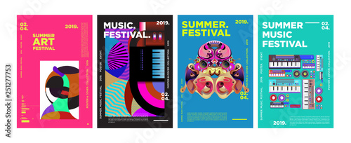 Summer Colorful Art and Music Festival Poster and Cover Template for Event, Magazine, and Web Banner.